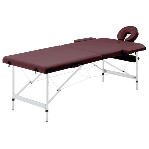 vidaXL Hopfällbar massagebänk 2 sektioner aluminium mörklila Lila