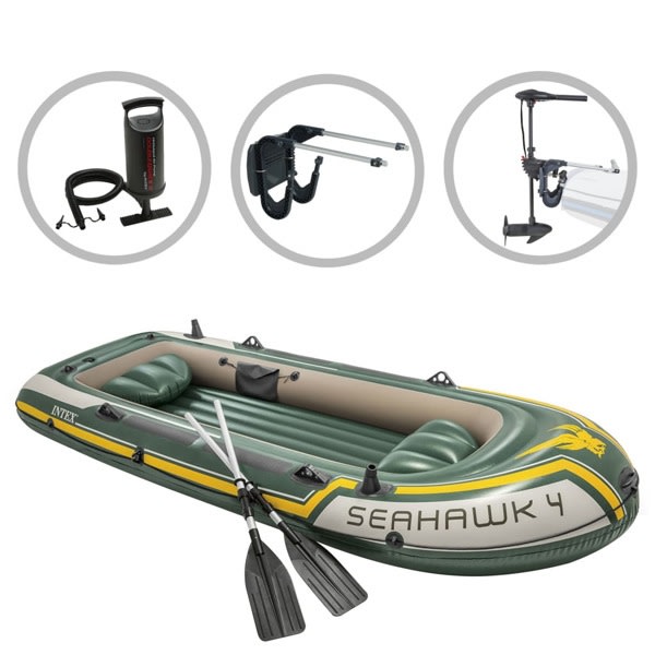 INTEX Uppblåsbar båt Seahawk 2 med båtmotor och fäste multifärg