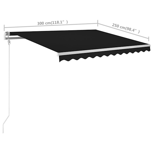 vidaXL Markis med stolpar manuellt infällbar 3x2,5 m antracit Antracit