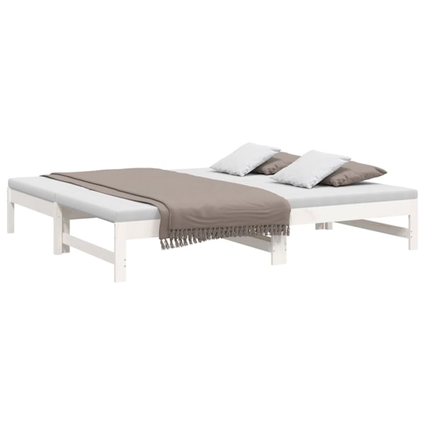 vidaXL Utdragbar dagbädd vit 2x(75x190) cm massiv furu Vit