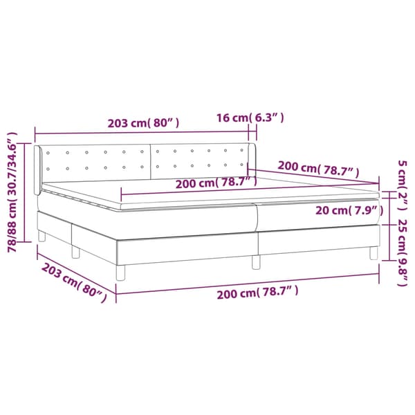 vidaXL Ramsäng med madrass ljusgrå 200x200 cm sammet Grå