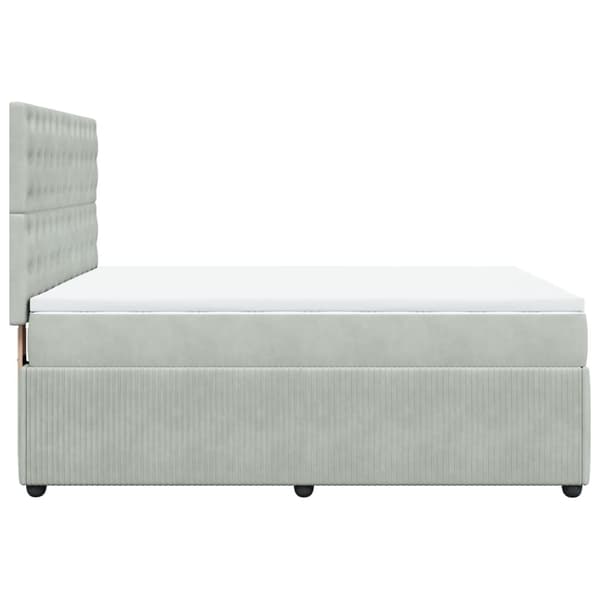 vidaXL Ramsäng med madrass ljusgrå 160x200 cm sammet Grå