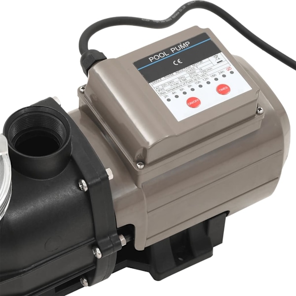 vidaXL Poolpump med timer svart 0,25 HK 8000 L/tim Svart