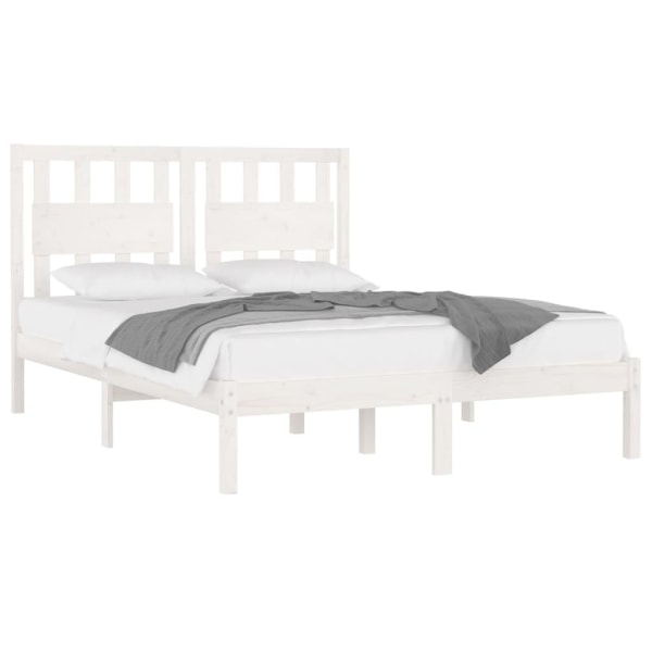 vidaXL Sängram vit massiv furu 140x200 cm Vit
