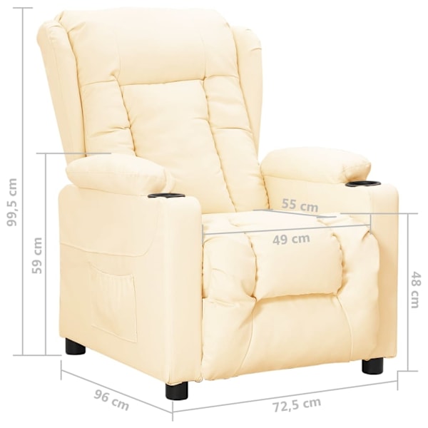 vidaXL Reclinerfåtölj gräddvit konstläder Creme