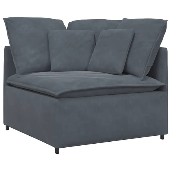 vidaXL Modulsoffa med dynor sammet mörkgrå Grå