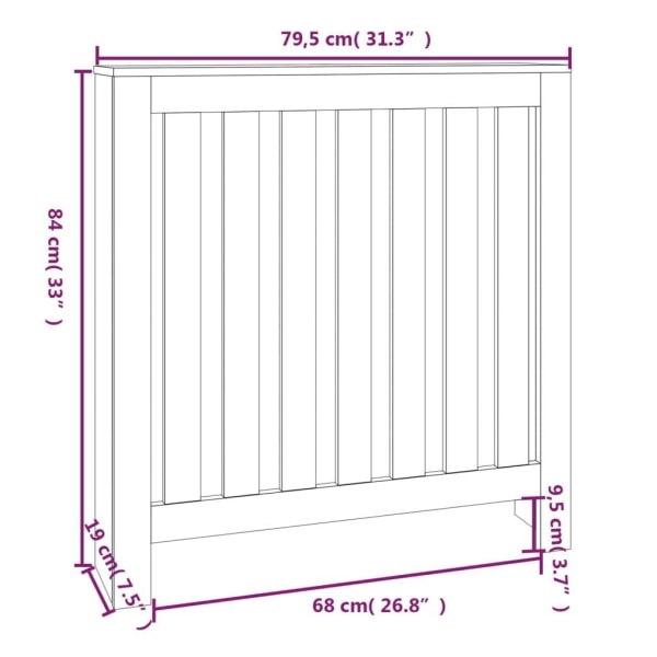 vidaXL Elementskydd 79,5x19x84 cm massiv furu Brun