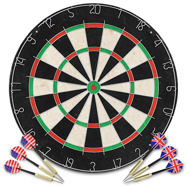 vidaXL Professionell darttavla sisal med 6 pilar och väggskydd multifärg