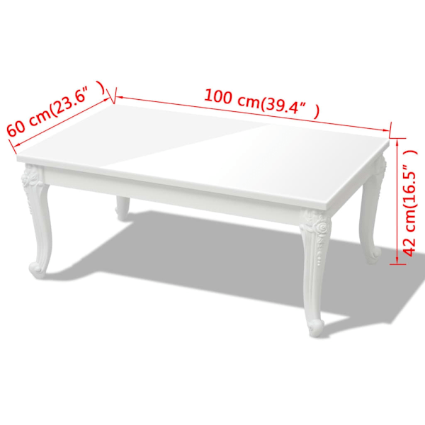 vidaXL Soffbord 100x60x42 cm vit högglans Vit