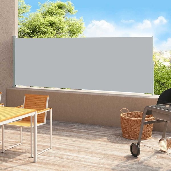 vidaXL Infällbar sidomarkis 200x500 cm grå grå