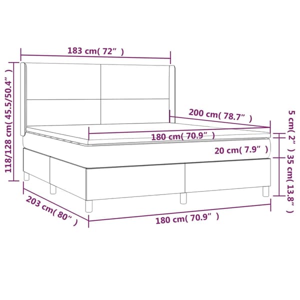 vidaXL Ramsäng med madrass mörkgrå 180x200 cm tyg Grå