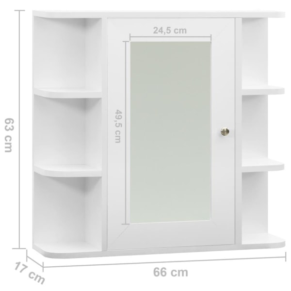 vidaXL Spegelskåp för badrum vit 66x17x63 cm MDF Vit