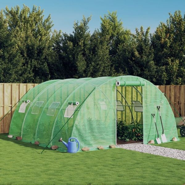vidaXL Växthus med stålram grön 16 m² 4x4x2 m Grön