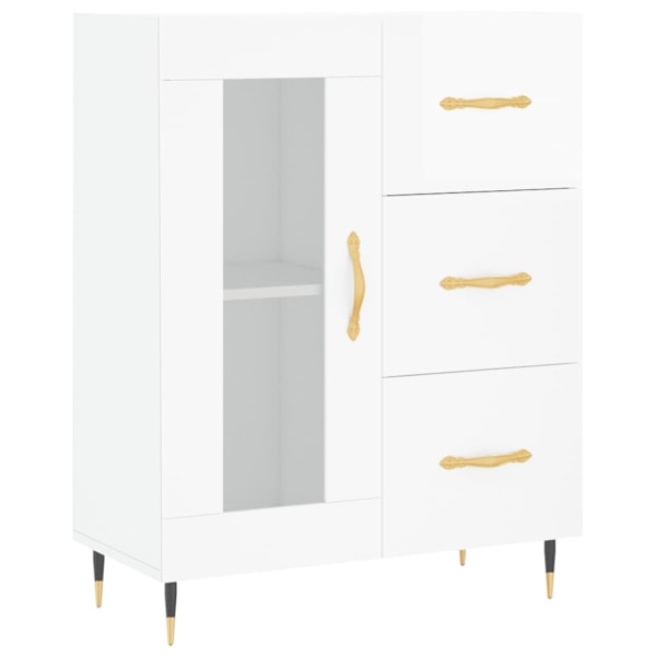 vidaXL Högskåp högglans vit 69,5x34x180 cm konstruerat trä Vit