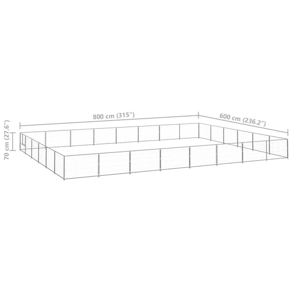 vidaXL Hundgård silver 48 m² stål Silver