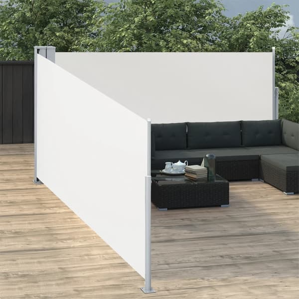 vidaXL Infällbar sidomarkis gräddvit 120x1000 cm Creme