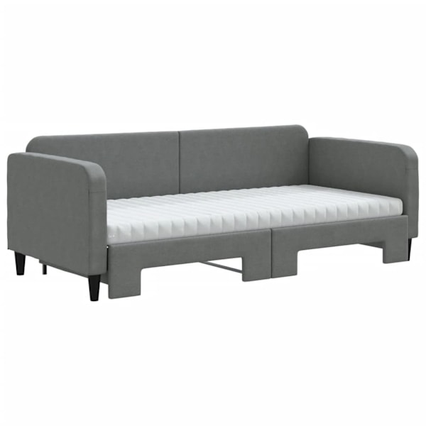 vidaXL Dagbädd med extrabädd och madrasser mörkgrå 90x190 cm tyg Grå