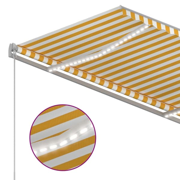 vidaXL Automatisk markis med vindsensor & LED 3x2,5 m gul och vit Gul