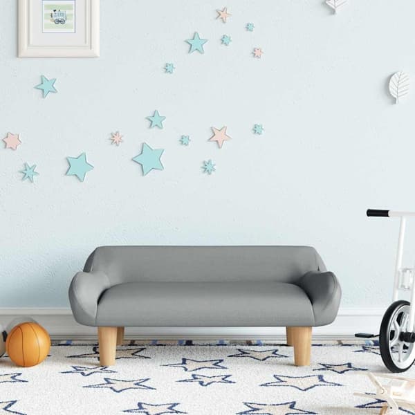 vidaXL Barnsoffa ljusgrå 70x40x24 cm tyg Grå