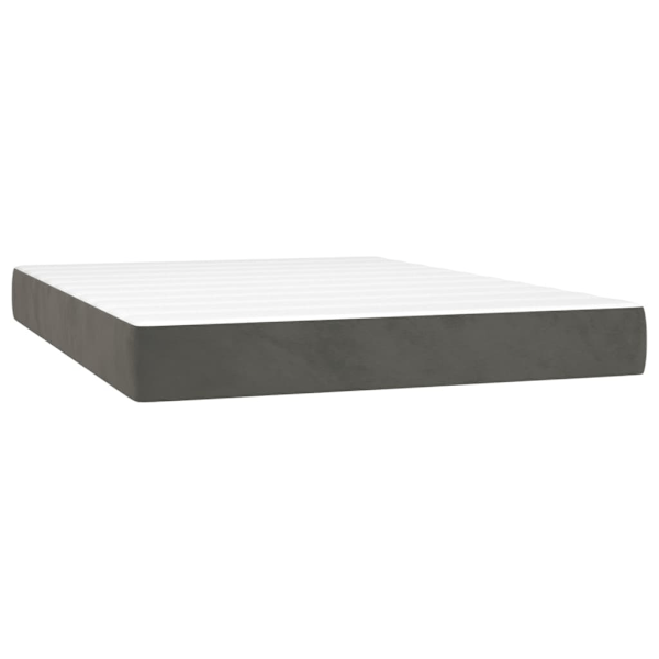 vidaXL Ramsäng med madrass mörkgrå 140x190 cm sammet Grå