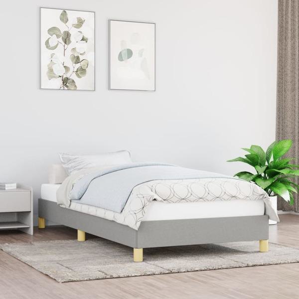 vidaXL Sängram ljusgrå 90x190 cm tyg Grå