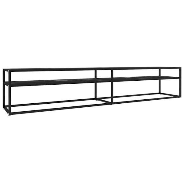 vidaXL Tv-bänk svart marmor 220x40x40,5 cm härdat glas Svart
