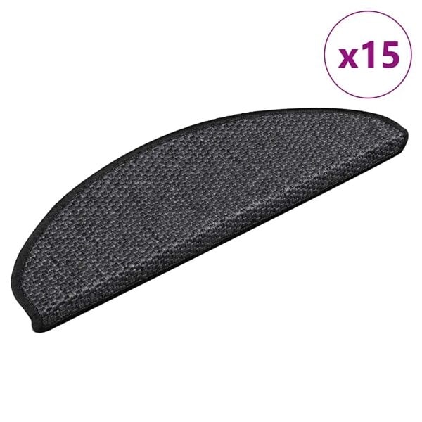 vidaXL Trappstegsmattor självhäftande sisal 15 st 65x21x4 cm antracit Antracit