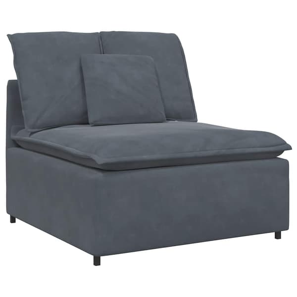 vidaXL Modulsoffa med dynor sammet mörkgrå Grå