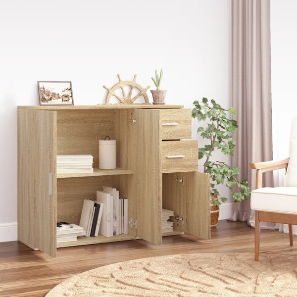 vidaXL Skänk sonoma-ek 91x29,5x75 cm konstruerat trä Brun