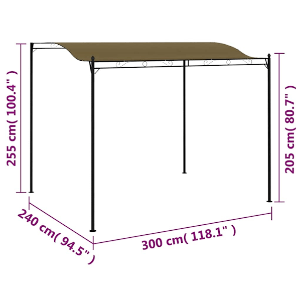 vidaXL Paviljong 3x2,4 m taupe 180 g/m² Taupe