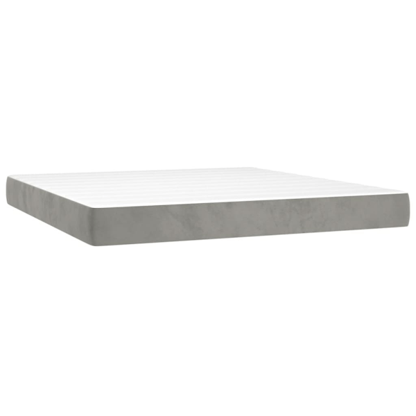 vidaXL Ramsäng med madrass ljusgrå 180x200 cm sammet Grå
