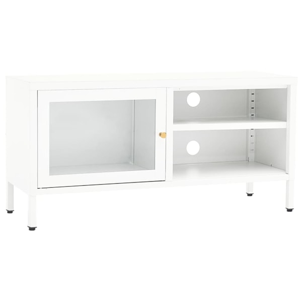 vidaXL TV-bänk vit 90x30x44 cm stål och glas Vit