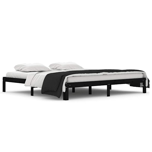vidaXL Sängram svart massiv furu 200x200 cm Svart