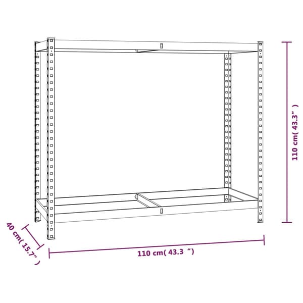 vidaXL Däckställ 2 hyllplan silver 3 st 110x40x110 cm stål Silver