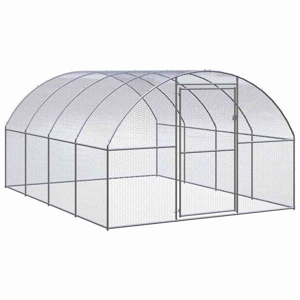 vidaXL Hönsbur för utomhusbruk 3x4x2 m galvaniserat stål Silver