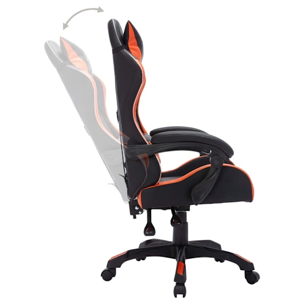 vidaXL Gamingstol med RGB LED-lampor orange och svart konstläder multifärg