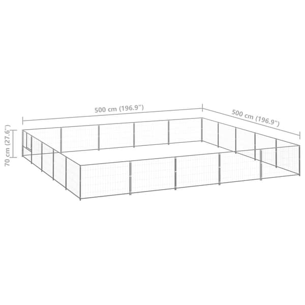 vidaXL Hundgård silver 25 m² stål Silver