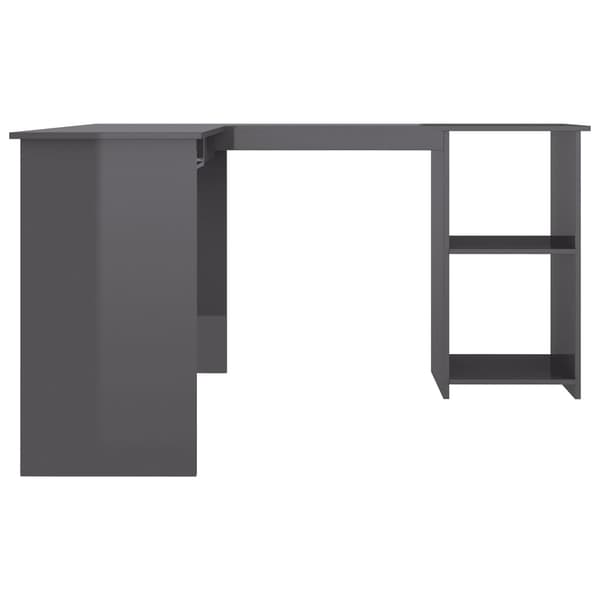 vidaXL Skrivbord L-format grå högglans 120x140x75 cm konstruerat trä grå