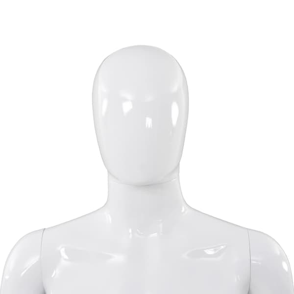 vidaXL Skyltdocka man helkropps med bas i glas glansig vit 185 cm Vit