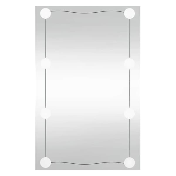 vidaXL Väggspegel med LED-belysning 50x80 cm glas rektangulär Silver