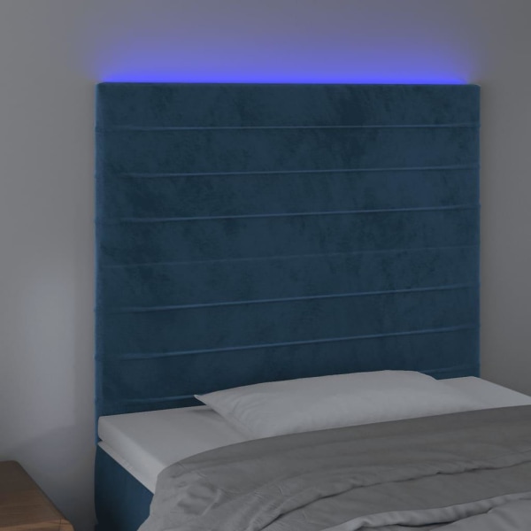 vidaXL Sänggavel LED mörkblå 100x5x118/128 cm sammet Blå