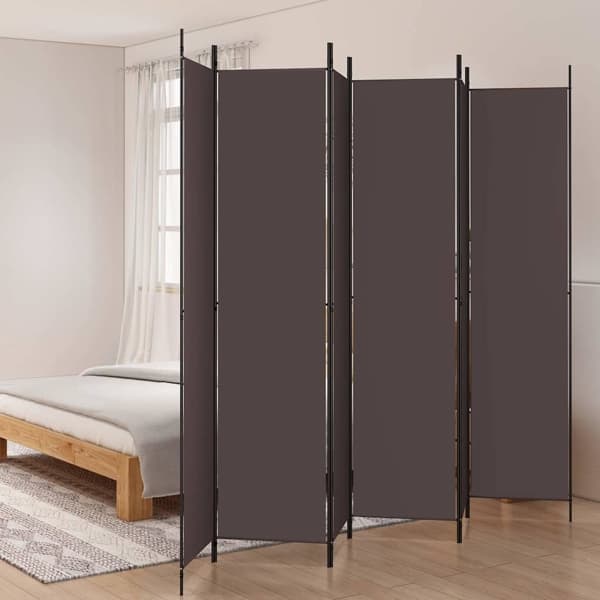 vidaXL Rumsavdelare 6 paneler brun 300x220 cm tyg Brun