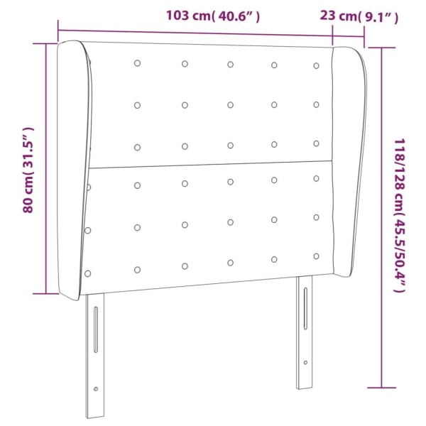 vidaXL Sänggavel med kanter ljusgrå 103x23x118/128 cm tyg Grå