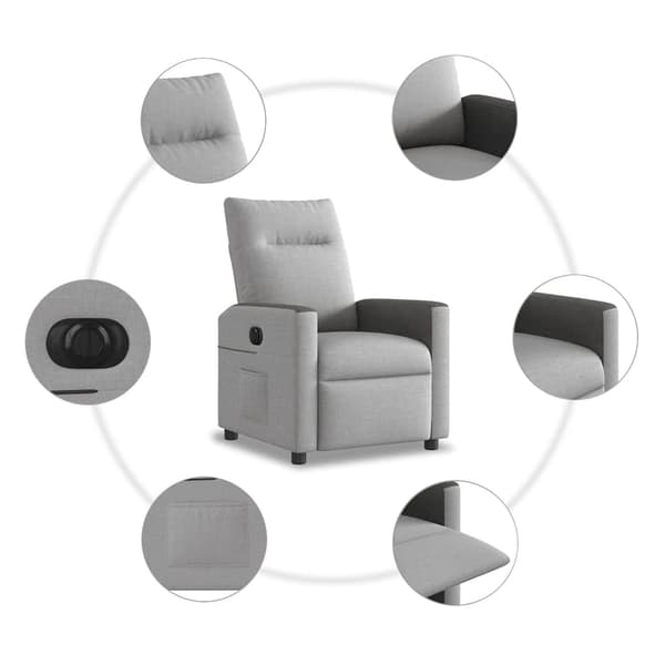 vidaXL Elektrisk reclinerfåtölj molngrå tyg Grå