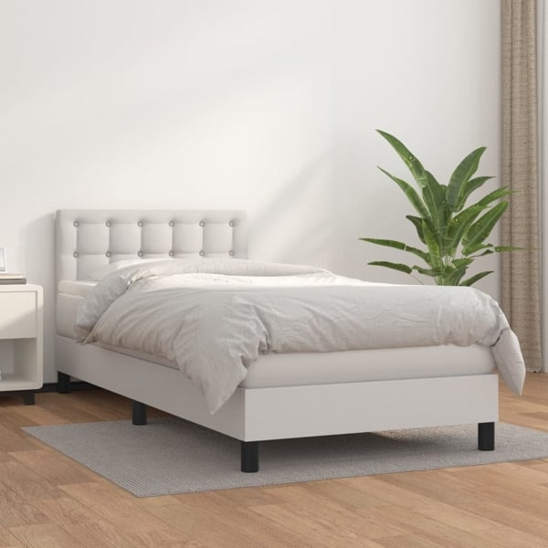 vidaXL Ramsäng med madrass vit 100x200 cm konstläder Vit