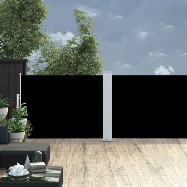 vidaXL Infällbar sidomarkis svart 120x1000 cm Svart