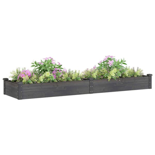 vidaXL Odlingslåda med foder grå 240x60x25 cm massivt granträ Grå