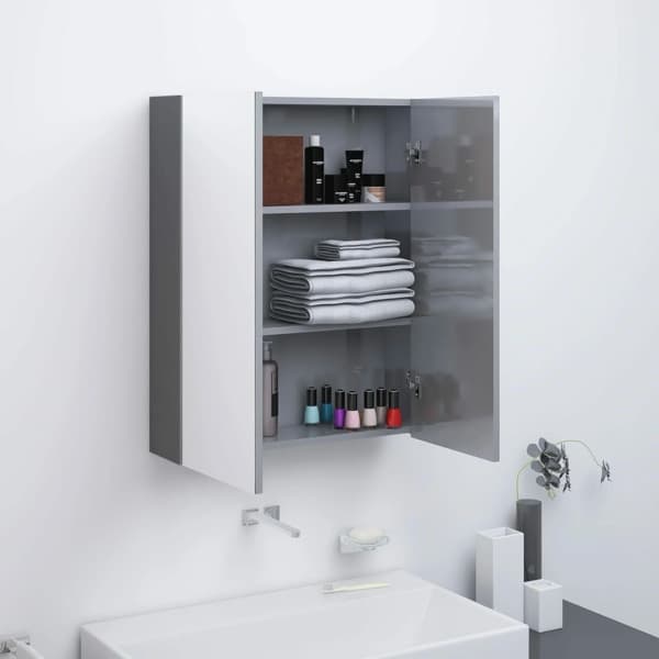 vidaXL Spegelskåp för badrum grå 60x15x75 cm MDF grå