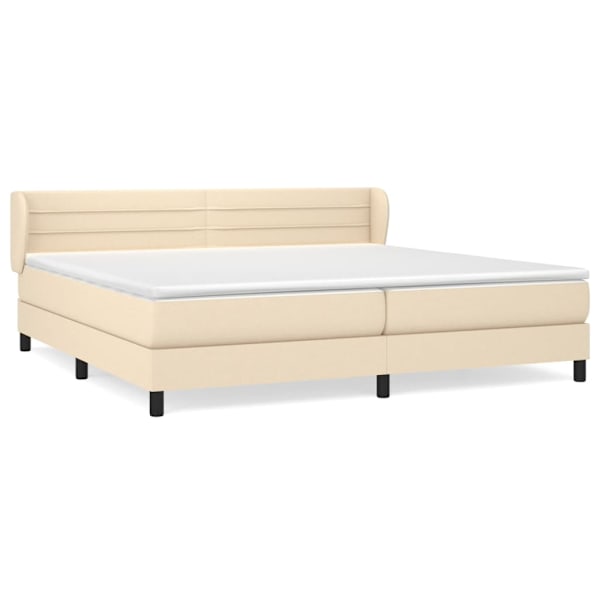 vidaXL Ramsäng med madrass gräddvit 200x200 cm tyg Kräm