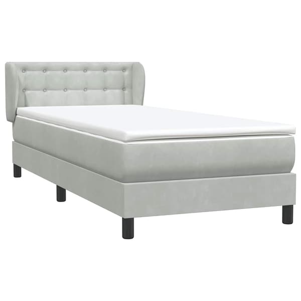 vidaXL Ramsäng med madrass ljusgrå 80x210 cm sammet Grå